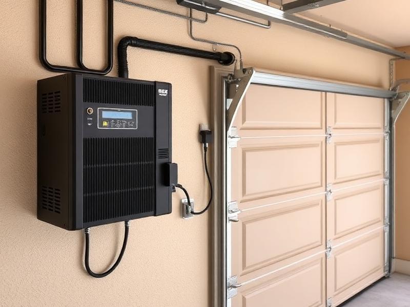 Garage door opener with battery backup system installed