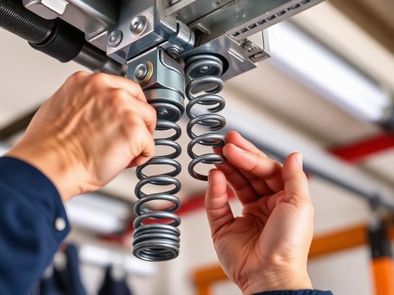 Professional technician inspecting garage door cable system