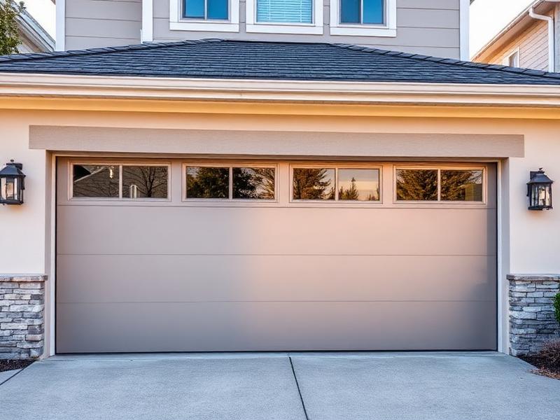 Modern insulated garage door with windows